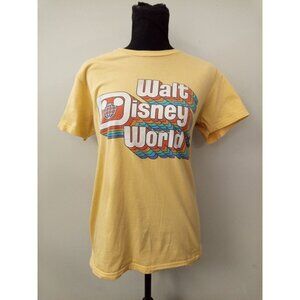 Walt Disney World Yellow Retro Throwback 70's Screenprint Short Sleeve T…